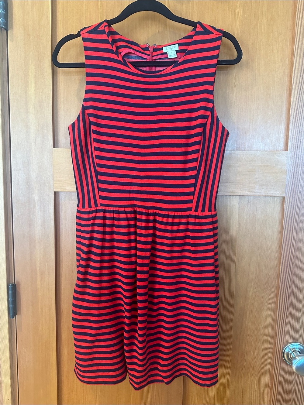 J. Crew Red and Blue Striped Sleeveless Dress